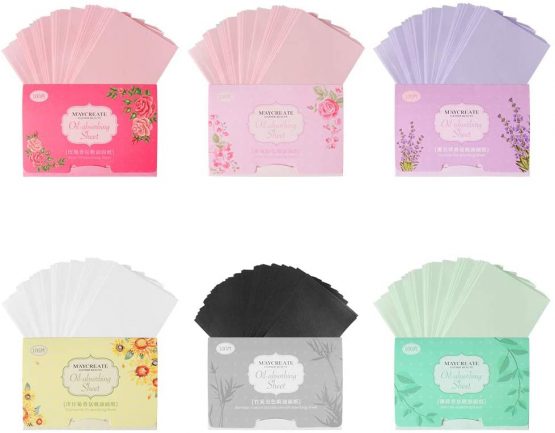 Blotting Paper 600 Sheets Oil Absorbing Tissues, Cosmetic Blotting Paper of Lavender, Green Tea, Chamomile, Rose Oil Absorbing Sheets（10 * 8 * 0.5cm）