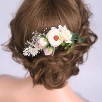 Deniferymakeup Champagne Bloomy Daisy Flower Hair Comb Rose Flower Wedding Bridal Photo Shoot Greenery Headpiece