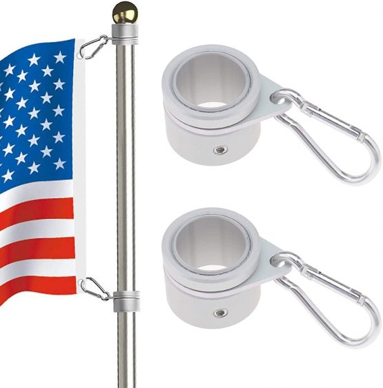 YINETTECH 360 Degree Flagpole Rotating Clips Anti Wrap Aluminum Flagpole Swivel Rings with Metal Carabiner Fits for 0.75-1'' Dia Flag Pole - Image 2