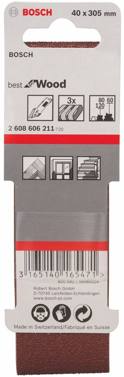 Bosch 3X PRO Paint on Wood and Hardwood X440 Sanding Belt for Sanders (for Paint on Wood Hardwood, 40 x 305 mm, Grit 60, 80 - Image 2