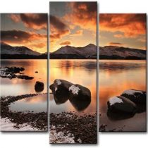Canvas Print Wall Art Picture For Home Decor Mountain Lake Winter Evening Rock Ice Beach Snow 5 Pieces Panel Pictures Stretched And Framed Artwork Oil The Decoration Landscape Photo Prints