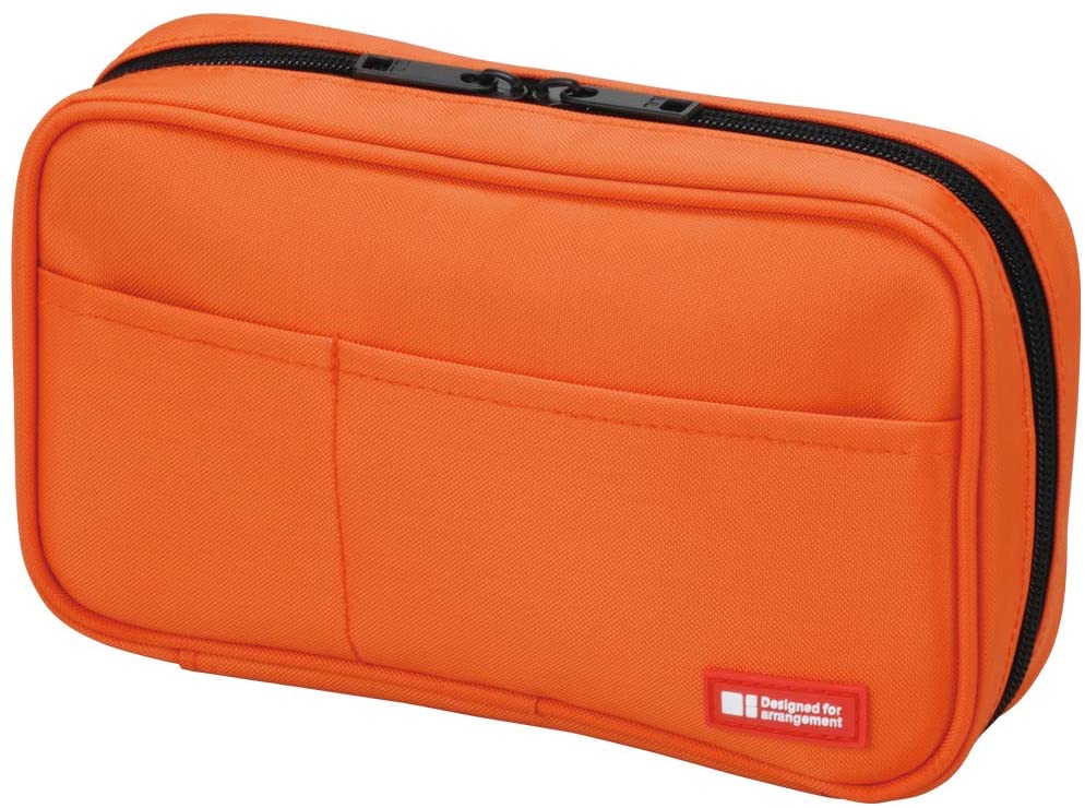 Lihit Lab Pen Holder with Double Zipper, Orange, Standard: 7.9 x 2.0 x 4.7