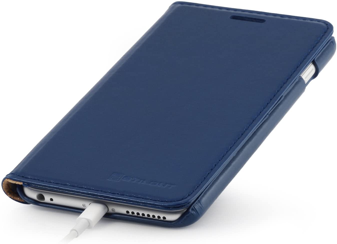 StilGut Slim Wallet Type Leather Case Compatible with iPhone 6Plus/6s Plus 5.5", Night Blue - Image 4