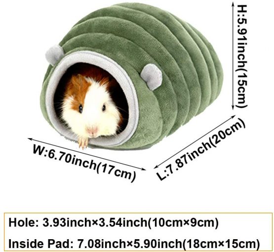 HanryDong Winter Warm Hamster Bed, Small Animals Cotton Mini Pet House, Machine Washable Cozy Hideout, Grey Green Cute Nest Cage Toys for Rats Baby Chinchilla Guinea Pig Hedgehog Ferret Squirrel - Image 2