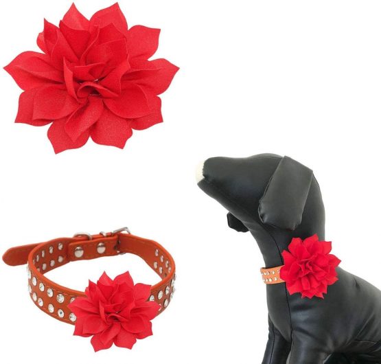 BIPY 8PCS Dog Collar Flowers and Bows Puppies Cats Adjustable Collar Charms Accessories Slides Grooming Attachment for Pet Doggy Kitten Rabbits Birthday Wedding Festival Costume - Image 3