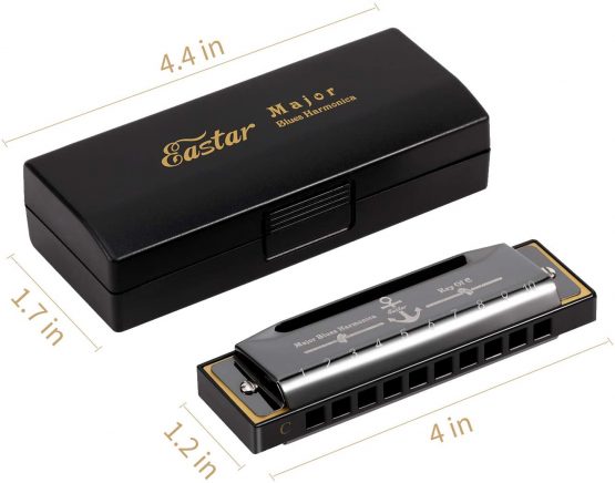 Eastar Major Blues Diatonic Harmonica 10 Holes C Key Beginners Harmonica for Kids Students Adults with Hard Case and Cleaning Cloth, Black - Image 2