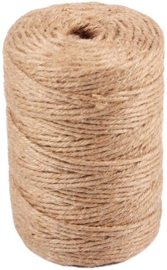 YMWALK 100Yards Jute Twine, 6Ply 3mm Thick Strong Natural Jute Rope Jute String for Floristry, Gifts, DIY Arts&Crafts, Decoration, Bundling, Garden and Recycling(1 Roll)