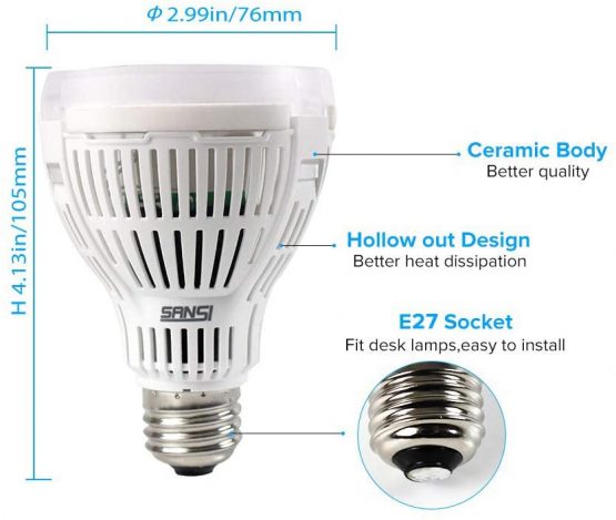 SANSI 15W Grow Light Bulb for Indoor Plants, Grow Light Bulb E27 for Plants, 150W Equivalent Sunlike Grow Light Bulb Fixture for Garden, Flowers, Greenhouse, Hydroponic - Image 4