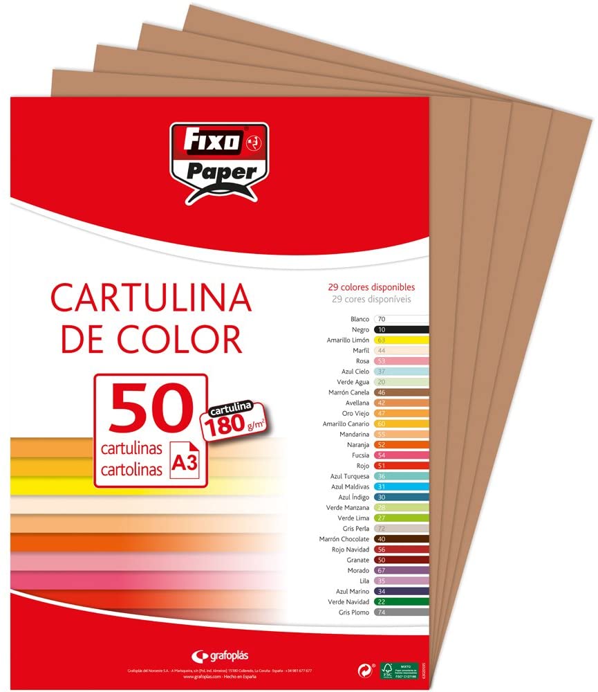 Fixo 11120340 - Pack of 50 Card, A3, Brown