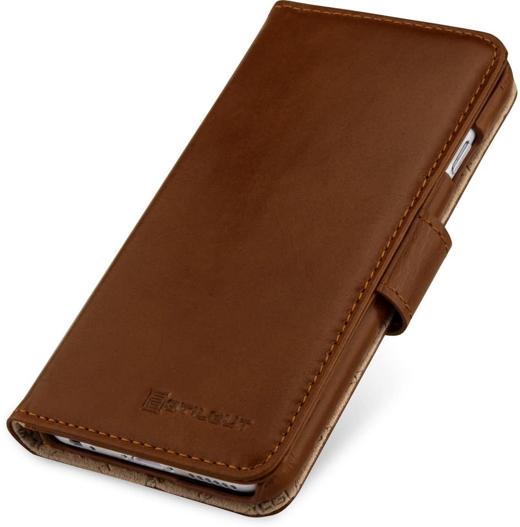 StilGut Wallet Type Leather Case Compatible with iPhone 6Plus/6s Plus 5.5", Cognac Brown - Image 4