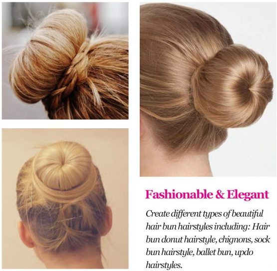 Hair Donut Bun Maker,MORGLES Hair Bun Maker 7pcs Blonde Hair Ring Style with 5pcs Hair Elastic Bands, 20pcs Hair Pins for Chignon Hair Styles Ballet Dancers Kids Girls - Image 4