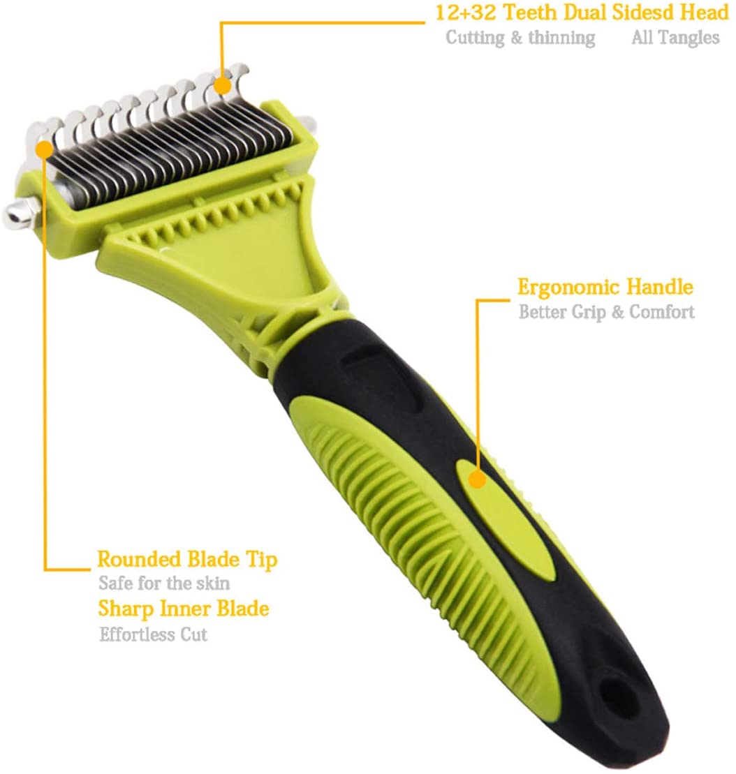 Dog Dematting Comb, Pet Grooming Dematting Rake Tool Kit, Double Sided