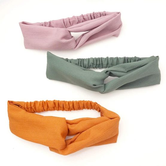 KAEHA FD-0001-07 Knot Cross Braided Yoga Elastic Fabric for Women Girls Headband Hair Band Solid Colour, Yellow - Image 3