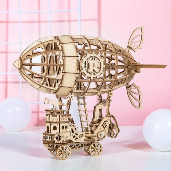 ROBOTIME Wooden Puzzle 3D Jigsaw Mechanical Model Construction Toys Gift for Kids 14 Years Old and Up (Airship) - Image 2