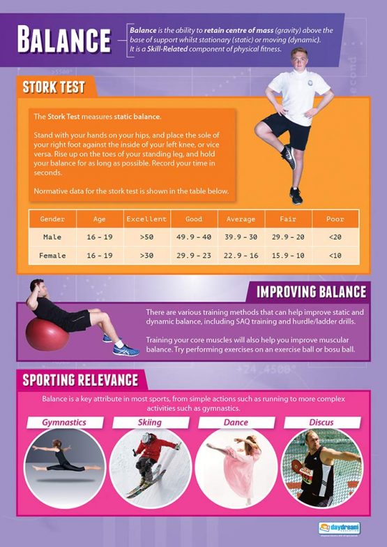 Balance | PE Posters | Laminated Gloss Paper measuring 850mm x 594mm (A1) | Physical Education Charts for the Classroom | Education Charts by Daydream Education