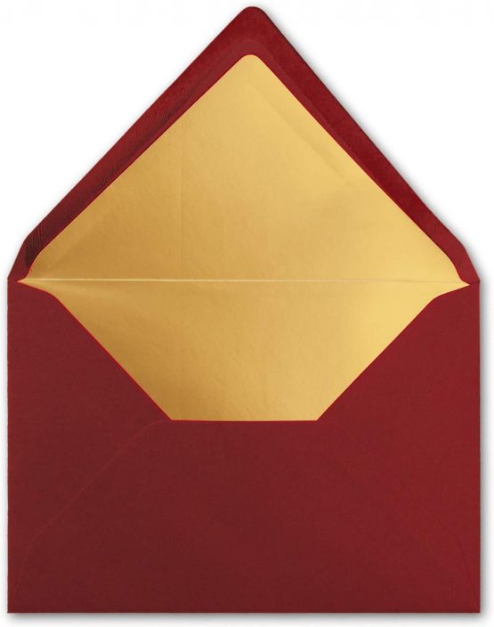 25 x metallic gold-lined envelopes DIN C5, dark red, 156 x 220 mm, wet adhesive with pointed flap, FarbenFroh by Gustav Neuser - Image 3