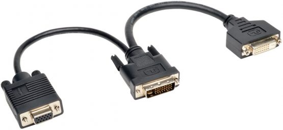 Tripp Lite DVI Y Splitter Cable, Digital and VGA Monitors (DVI-I M to DVI-D F and HD15 F), 15.24 cm (P564-06N-DV)