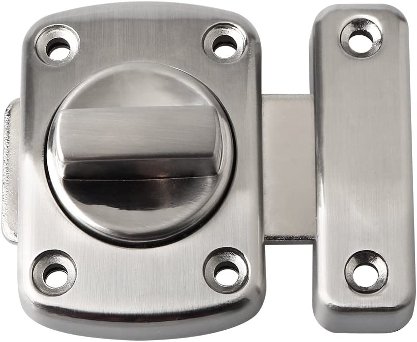 Sayayo Bathroom Latch Rotate Bolt Gate Latch Door Lock, Brushed Finished, 55x56MM, EMS220U