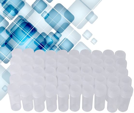 HEEPDD 50pcs Sample Bottle, 5ml Volume Plastic Sample Bottles Mini Portable Clear Storage Container with Lid for Lab Accessories Parts Small Items