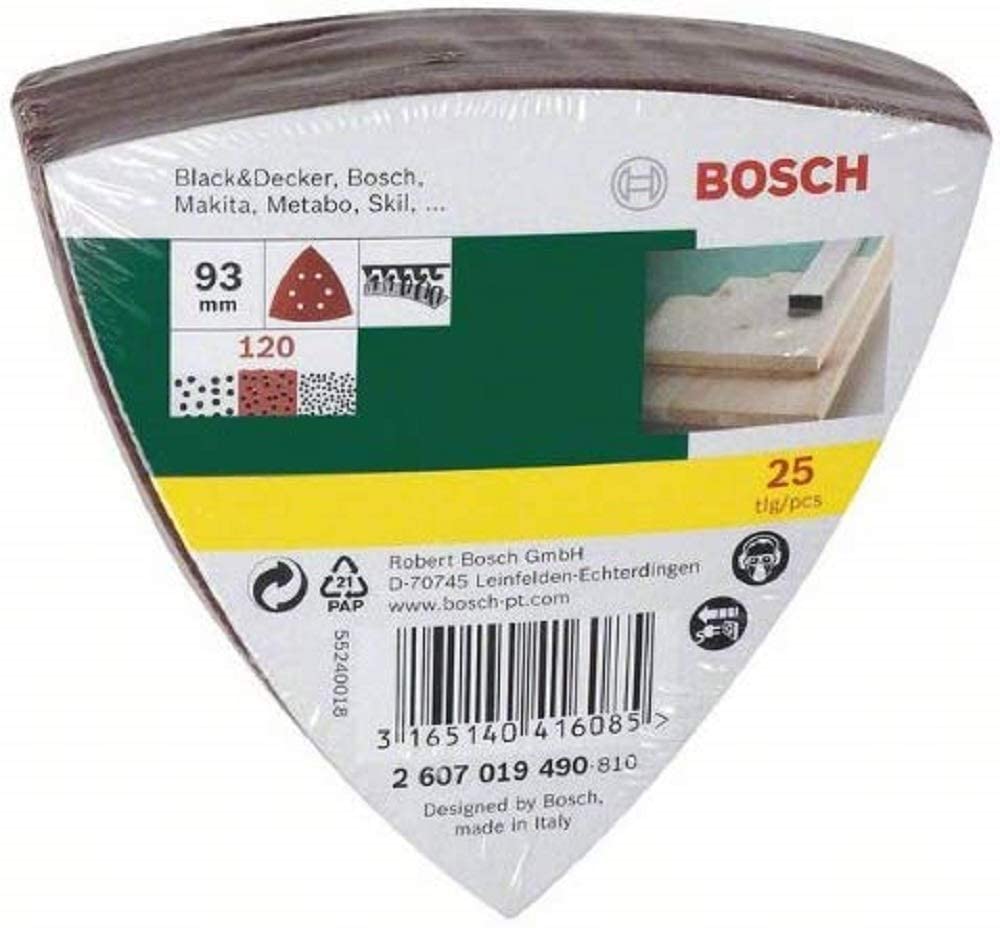 Bosch Accessories 2607017109 Sanding Sheet-Set for Delta Sander 0 V, Red, 93 mm, Set of 25 Piece