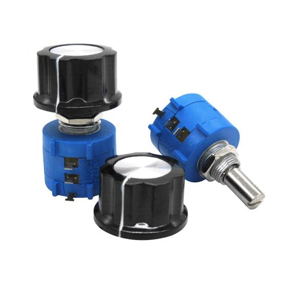 Taiss/2pcs 3590S 10-Turn Rotary Wire Wound Precision Potentiometer, Precision Multi turn Wirewound Potentiometer, 10 Ring Adjustable Resistor + 2pcs A03 knob (3590S-2-102L 1k ohm)