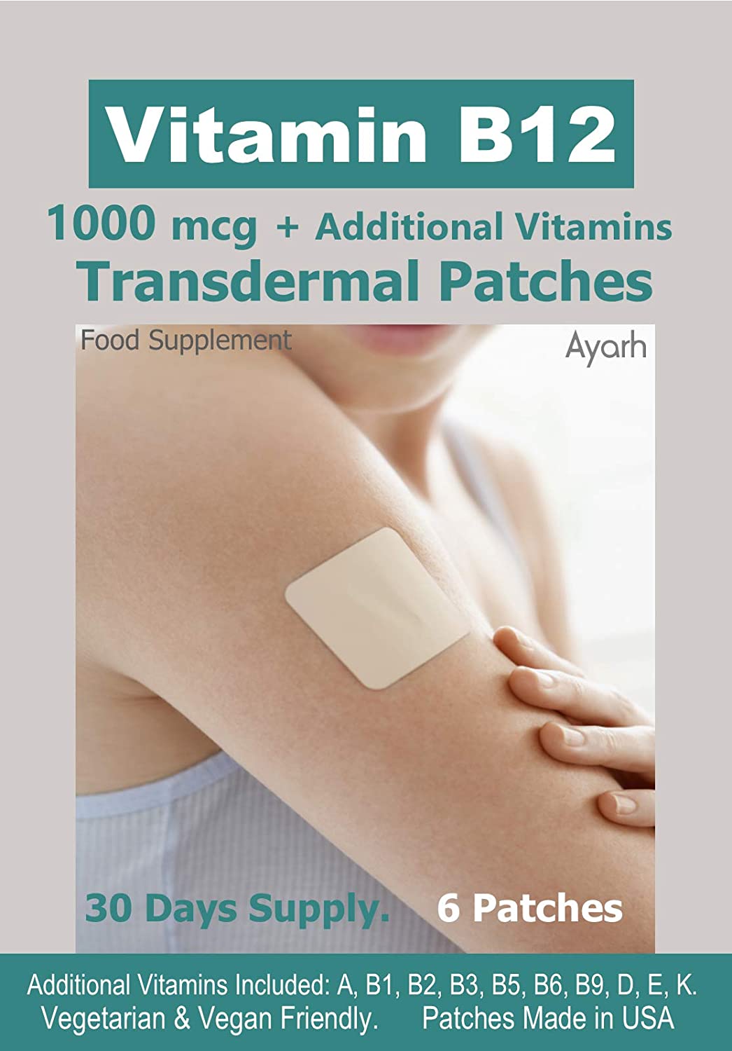 Vitamin B12-1000mcg Plus Additional Vitamins – Transdermal Patches. 100 ...