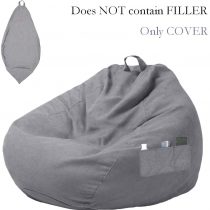 miuline Large Bean Bag Chair Sofa Couch Cover Without Filler Lazy Lounger High Back Bean Bag Chair With Three Side Pockets for Adults and Kids (L:100x120cm, Brown)