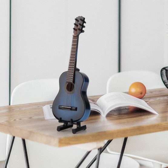 Miniature Guitar Model Wooden Musical Instrument Display with Stand Support and Case Dollhouse Accessories Small Craft Ornaments Home Decor (#02) - Image 4