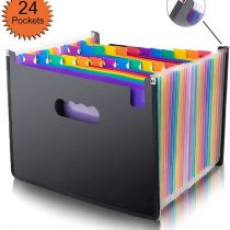 Expanding File Folder, 24 Pockets Multi-Color Accordion A4 Documents File Bill Letter Organiser, Plastic Portable Filling Storage with Big Capacity Expandable Wallet Stand