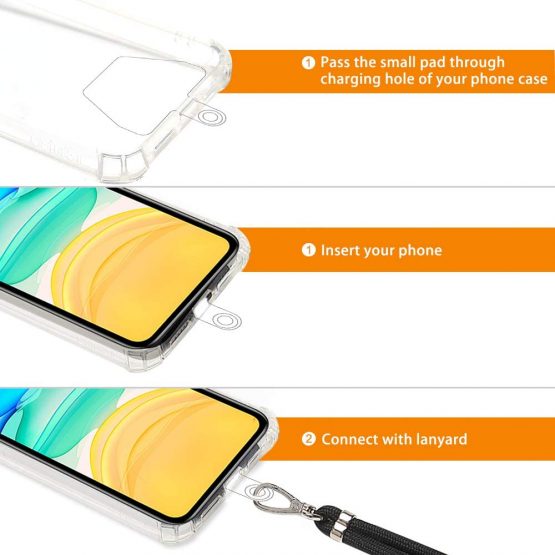 COCASES Crossbody Phone Lanyard Strap with Patch, Adjustable Nylon Neck Strap Necklace Phone Lasso Compatible with Most Smartphones (Black) - Image 4
