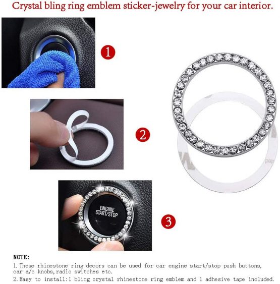Pahajim Leather Car Steering Wheel Covers with Bling Bling Diamond, Soft Microfiber Steering Wheel Cover，Anti-slip，for Women Ladies (black-white) - Image 2