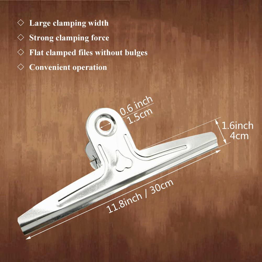 Coideal Extra Large Bull Clips 11.8 Inch, 2 Pack Silver Oversized Binder Paper Clips Stainless Steel Giant Clamps (30 cm) - Image 2