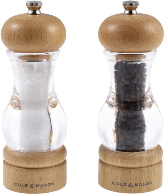 Cole & Mason H10538P 105 Salt and Pepper Mills | Precision+ Wooden | Beech/Acrylic | 165mm | Gift Set | Includes 2 x Salt and Pepper Grinders | Lifetime Mechanism Guarantee - Image 2