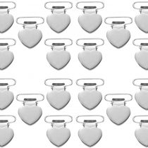 Milisten 20pcs Pacifier Suspender Clips for Making Pacifier Holders Bib Clips Baby Teething Toys Blankets Clips Heart Shaped Silver