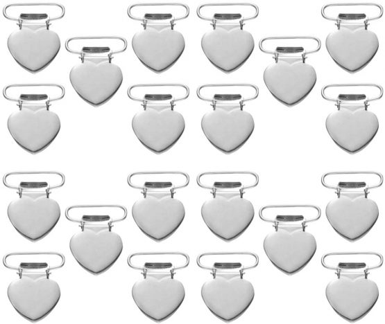 Milisten 20pcs Pacifier Suspender Clips for Making Pacifier Holders Bib Clips Baby Teething Toys Blankets Clips Heart Shaped Silver