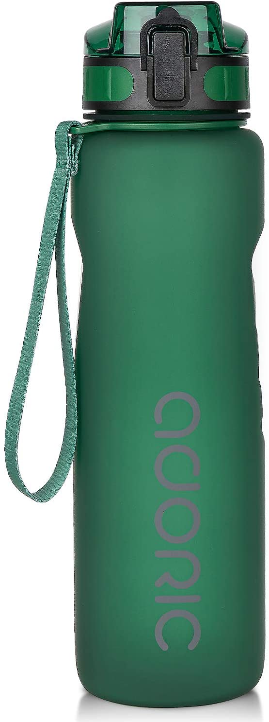 ADORIC Sports Water Bottle 1L,BPA Free Tritan Non-Toxic Plastic Sport Water Cup, Durable Leak Proof Water Bottle with Filter