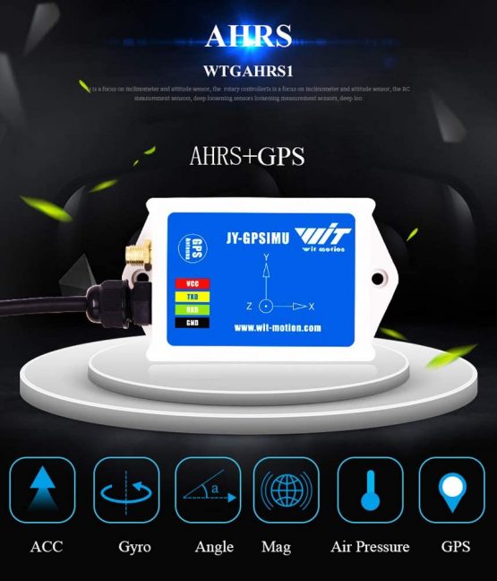 WitMotion WTGAHRS1 10-axis High-stability IMU AHRS Inclinometer, High-precision Acceleration+Gyro+Angle+Magnet+Air Pressure+GPS, TTL Level, Low-consumption Navigation Position Tracker with GPS Antenna - Image 2