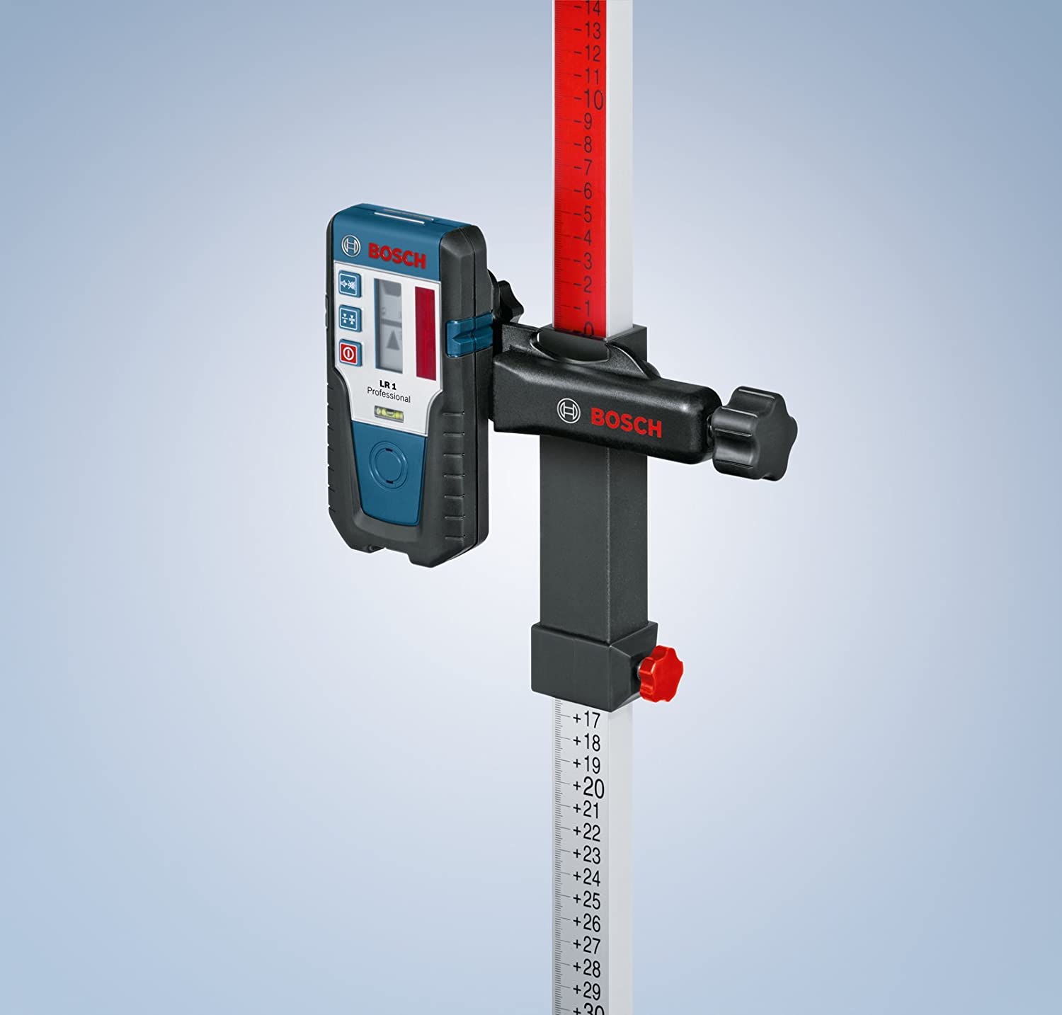 Bosch Professional Laser Receiver LR 1 (red Beam, 1 x 9V Battery, Bracket, Range: 0-200 m), Blue - Image 4