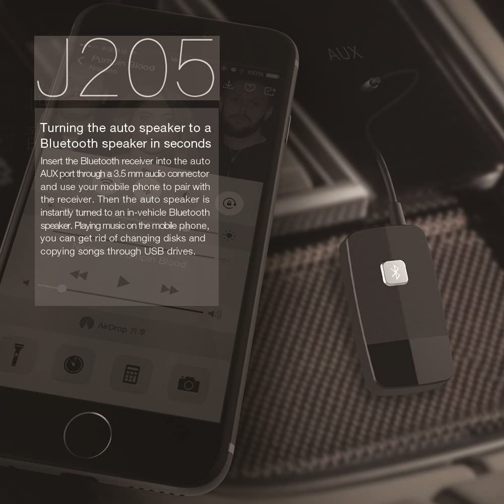 Friencity Bluetooth 5.0 Receiver for Car, Wireless Audio Aux Adapter