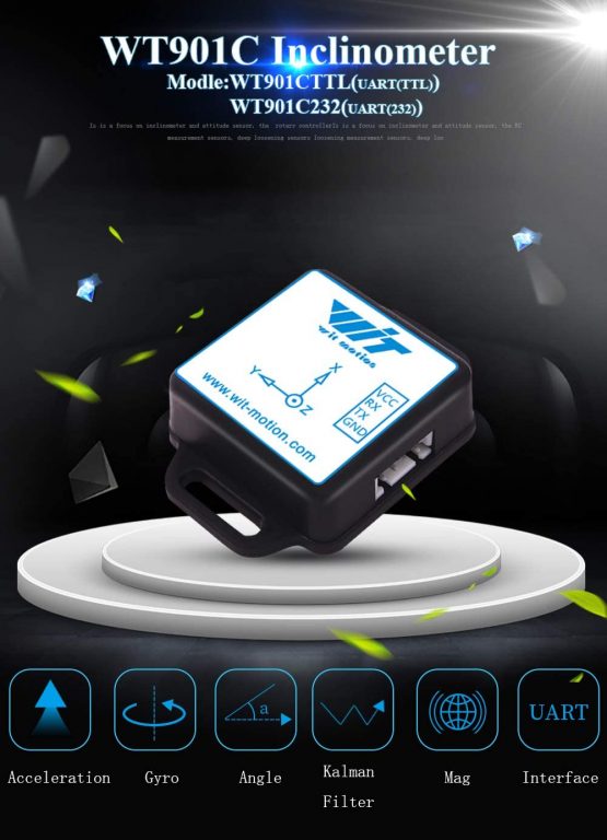 【WT901C-232 9-Axis Vibration Inclinometer】High-Stability Acceleration+Gyro+Angle (XY 0.05° Accuracy)+Digital Compass, Triaxial MPU9250 Gyroscope Sensor【Kalman Filtering】for Arduino, Raspberry Pi - Image 2