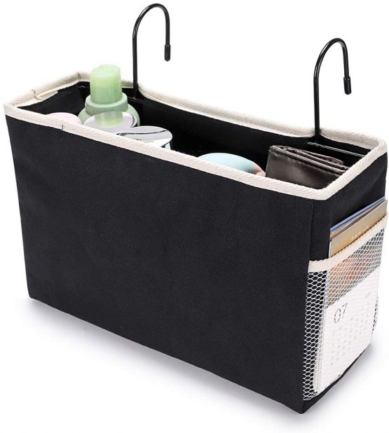 SUMNACON Bedside Hanging Storage Bed Pockets Baskets Dormitory Bed Organiser Caddy Desktop Storage Rack for Home Office School Dorm Room Bunk Bed (Black)