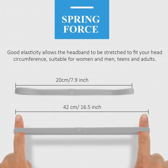 9 Pieces Thick Non-Slip Elastic Sport Headbands, Elastic Silicone Grip Exercise Hair and Sweatbands for Yoga - Image 2