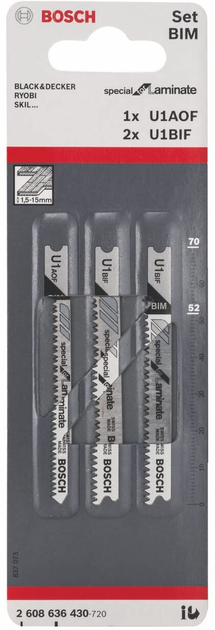 Bosch 3x PRO Laminate Jigsaw Blade Set 3-Piece for U-Shank (for Parquet Solid Laminate Vinyl, PVC, Length mm - Image 2