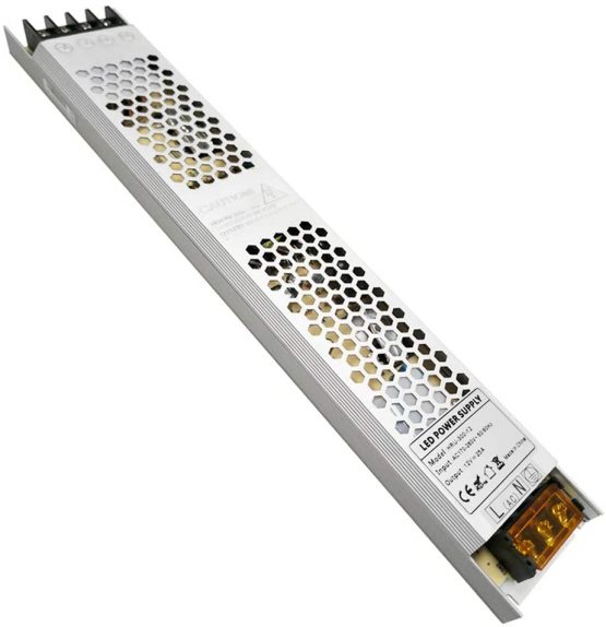 YAYZA! 1-Pack Compact Ultra-Slim IP20 12V 25A 300W Low Voltage LED Driver Transformer Module Universal AC DC Switching Power Supply Indoor Adapter