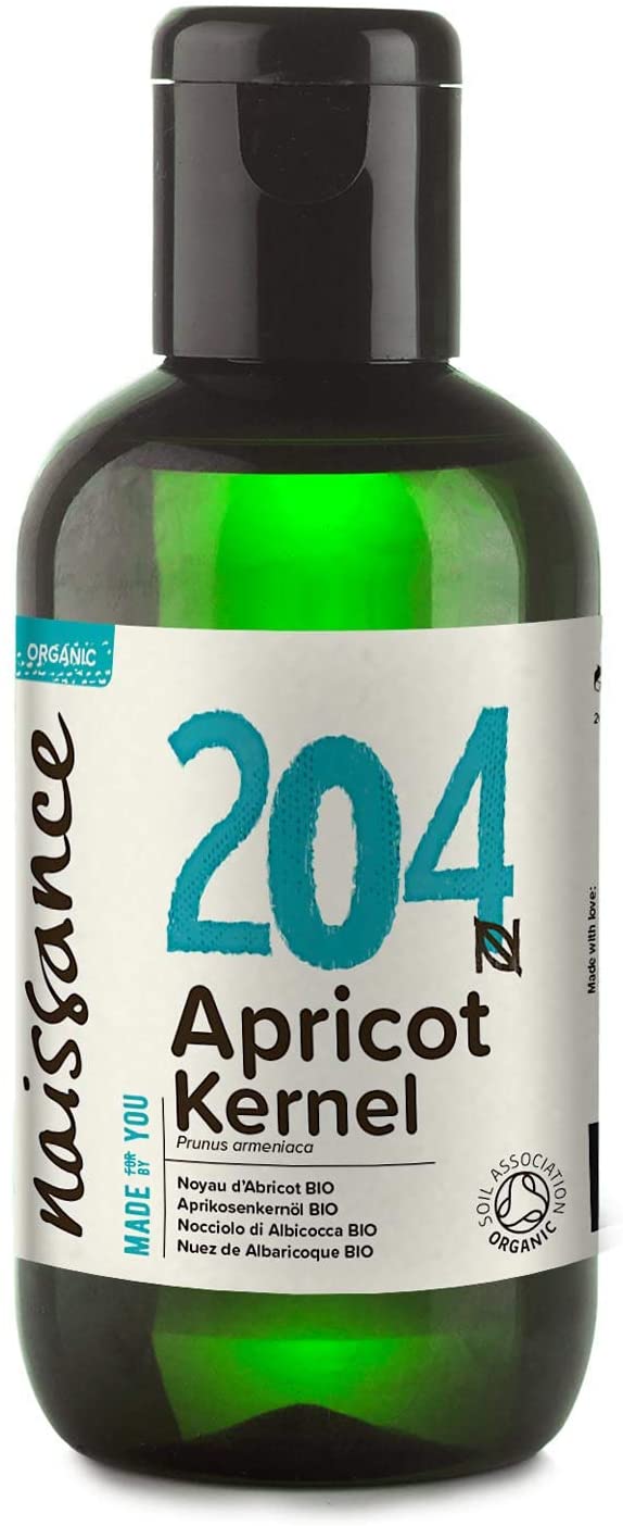 Naissance Organic Apricot Kernel Oil (No. 204), 100ml, Natural Moisturiser for Skin Face, Beard, Nails, Hair, Body, Scalp
