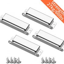 Magnetic Door Catch, 27KG Cupboard Cabinet Magnets Heavy Duty 4 Pack, Strong Stainless Steel Wardrobe Latches with Screws for Kitchen Drawer Closet Door Closures Closer, 95mm