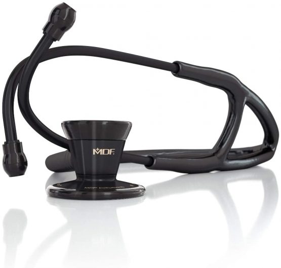 MDF ProCardial Cardiology Stethoscope, Adult, Dual Head, Free-Parts-for-Life, MDF797 (Black (NoirNoir), Titanium)