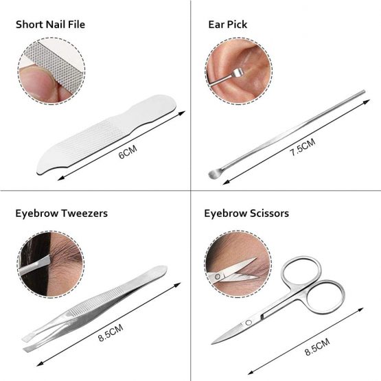 Nail Clippers Set,Nail Clippers Manicure Set,16 pcs Stainless Steel Multi-function Manicure& Pedicure Beauty Set,Nail Scissors Grooming Kit Manicure Includes Trimming Eyebrows,Exfoliating Tools - Image 4