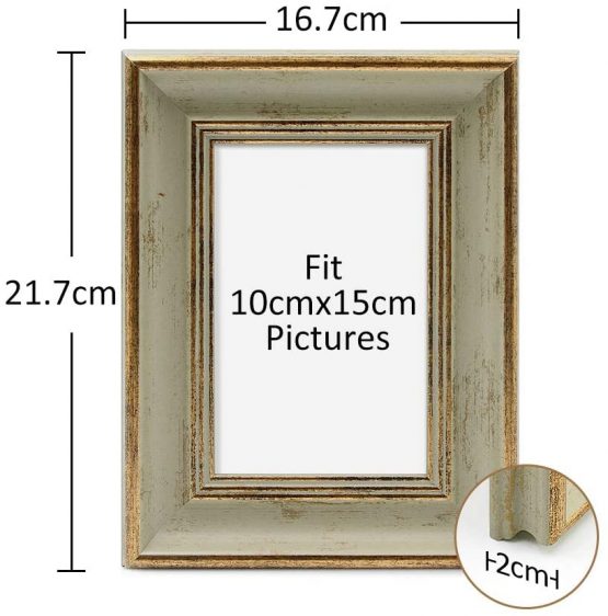 Afuly Vintage Photo Frame 4x6 in Gold and Antique Sage Green for Desk Wall Tabletop Christmas Gifts - Image 3