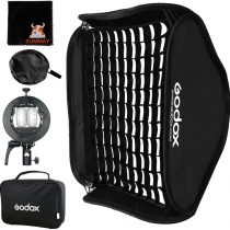 GODOX S2 Type Flash Bracket Bowens Mount Holder Foldable Softbox 60x60cm 24x24in for Studio Flash Speedlight Photography (60x60cm softbox)